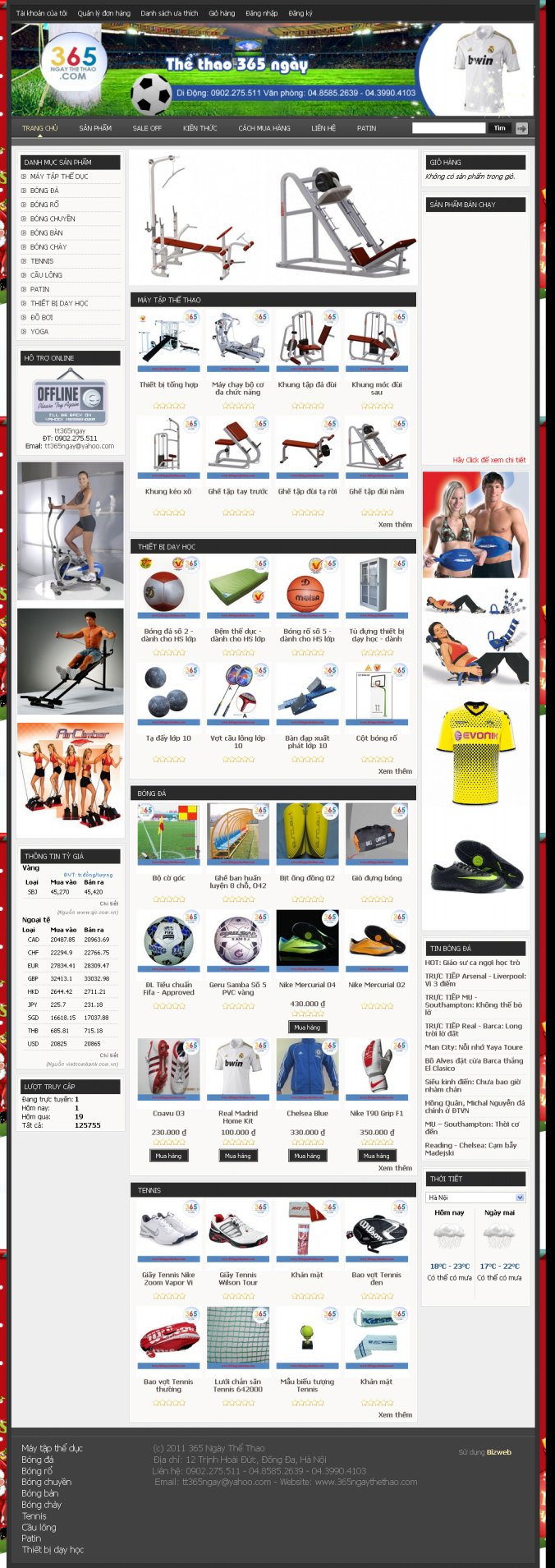 Thiết kế web bán dụng cụ thể thao - Công Ty Cổ Phần Bizweb Việt Nam